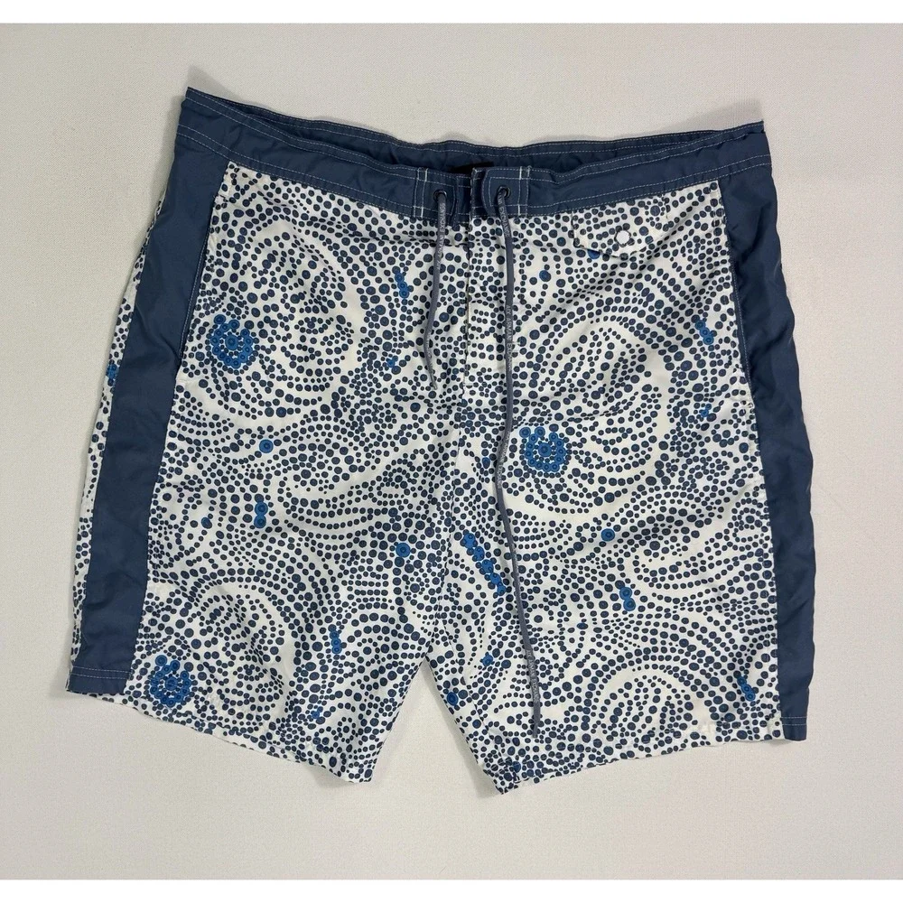 Armani Exchange Swim Trunks Mens Large Blue Geometric Board Shorts Mesh Lined AX